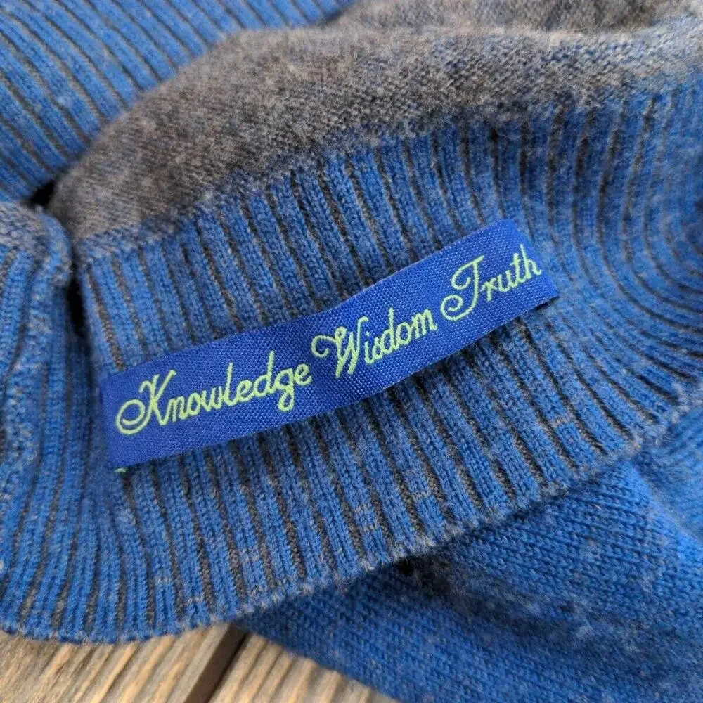 Robert Graham Men Blue Cashmere Wool Tight Knit V-Neck Long Sleeve Sweater Sz‎ L